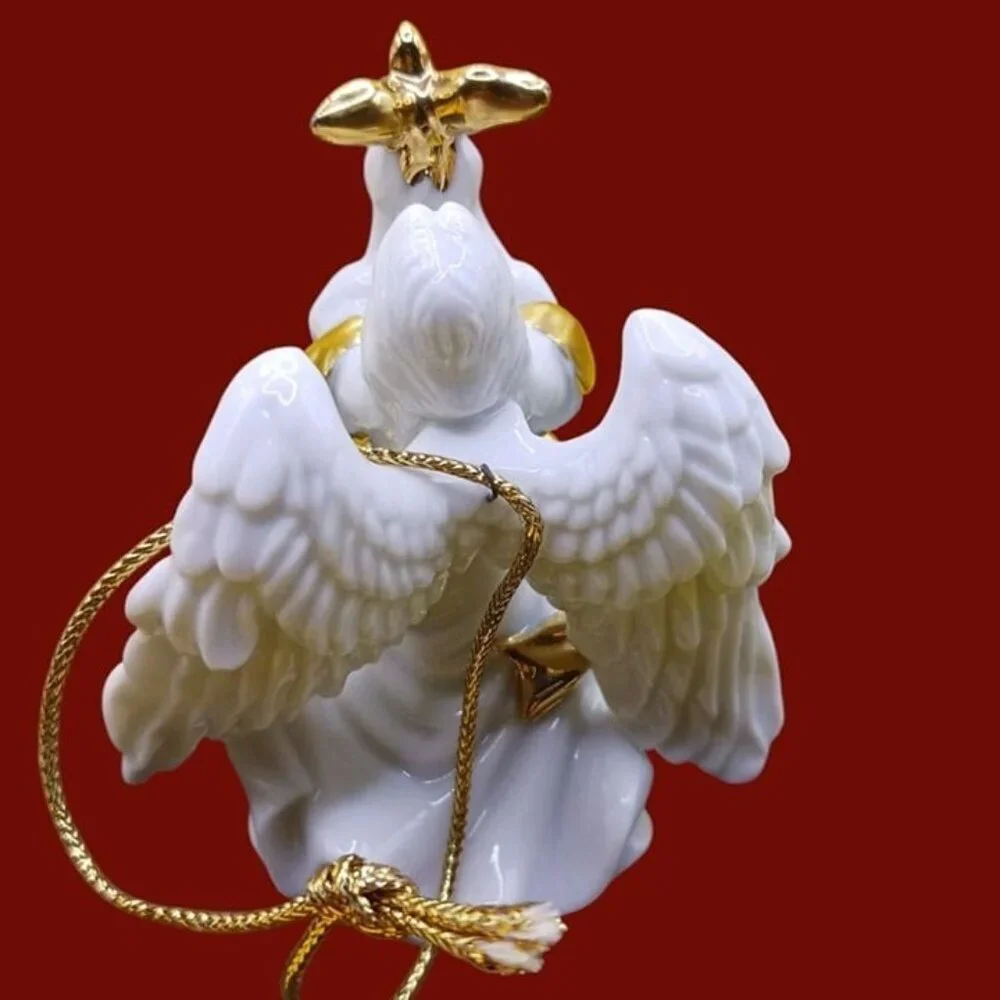 Lefton  Angel ornament with gold  dove  christmas ornament 3 1/2